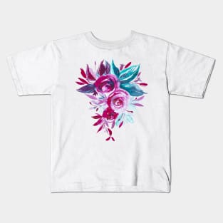 Pink blush rose bouquet, watercolor Kids T-Shirt